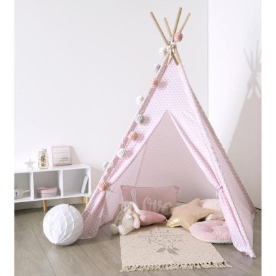 PARIS PRIX Atmosphera - Tipi d&eacute;coration rose H160 cr&eacute;ateur d'int&eacute;rieur - Rose