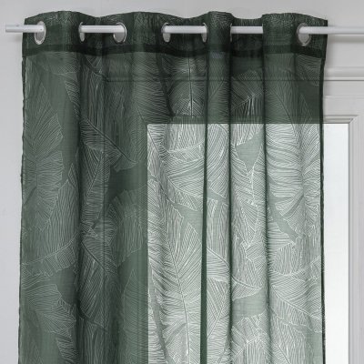 Atmosphera - Voilage D&eacute;vo &agrave; imprim&eacute; feuille - 141 x 0,1 x 240 - Vert