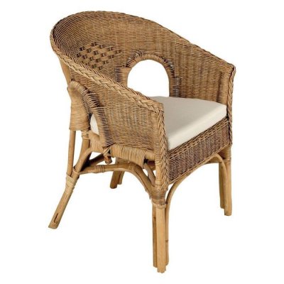 RSD DISTRIB AUBRY GASPARD Fauteuil avec Coussin en moelle de rotin Galep