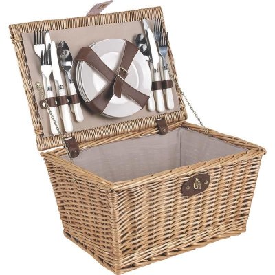 AUBRY GASPARD  - Panier de pique-nique 4 couverts en osier teint&eacute;