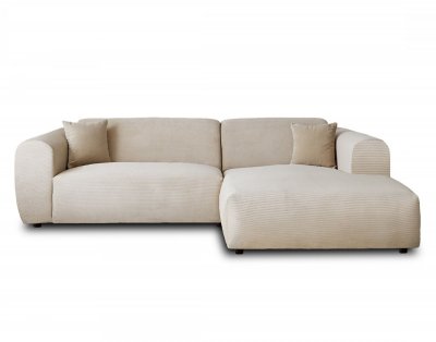 LISA DESIGN Aumance - canap&eacute; d'angle droit 4 places - en velours c&ocirc;tel&eacute; - Beige