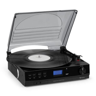 AUNA  tt-186 platine vinyle dab dab+ radio fm bluetooth rds 33t & 45t/min noir 
