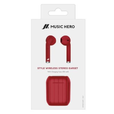 SBS Auriculares inalambricos  music hero rojo bluetooth base de carga MHTWSSTYLEBTR