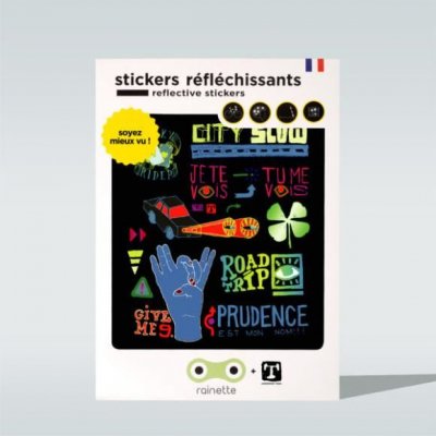 RAINETTE Autocollants r&eacute;fl&eacute;chissants - - CITYSLOW Planche d'autocollants r&eacute;fl&eacute;chissants