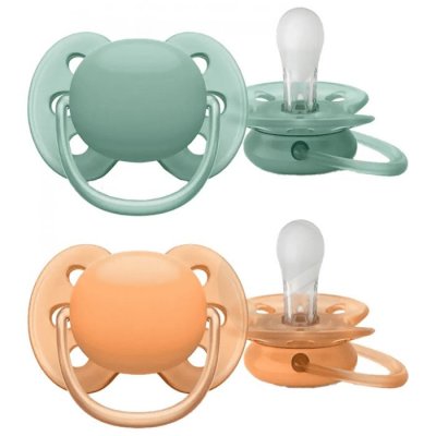 AVENT  Sucettes Ultra Douces Neutre pour B&eacute;b&eacute; de 0 &agrave; 6 Mois 2 unit&eacute;s