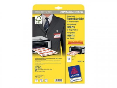AVERY   inserts imprimables pour badges, 54 x 90 mm, blanc noir