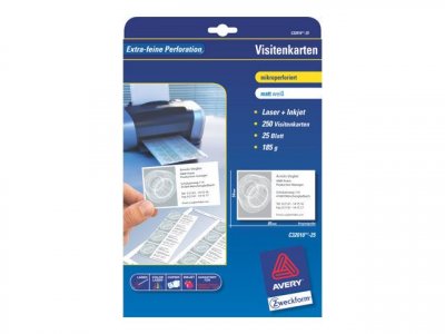 AVERY  Pochette de 250 cartes de visite microper&hellip;