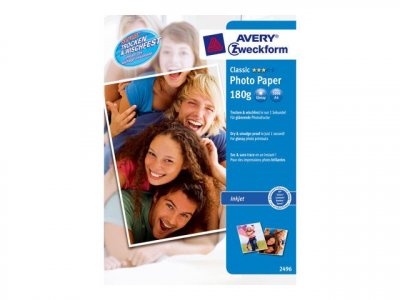 AVERY -Zweckform Classic Photo Paper Inkjet 2496 Papier photo DIN A4 180 g/m&sup2; 100 feuille(s) brillant