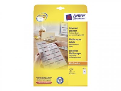 AVERY  Zweckform Universal - Blanc - 21.2 x 38 mm 1625 &eacute;tiquette(s) (25 feuille(s) x 65) &eacute;tiquettes