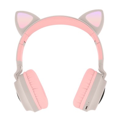 AVIZAR  Casque Audio Bluetooth Design Oreilles Chat pour Smartphone/Tablette beige 