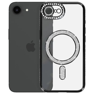 AVIZAR  Coque Diamant pour iPhone 16e MagSafe Contour Strass Noir