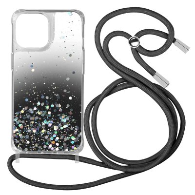 AVIZAR  &Eacute;tui &agrave; Paillettes avec Sangle Amovible D&eacute;grad&eacute; Noir pour iPhone 13 Pro Max