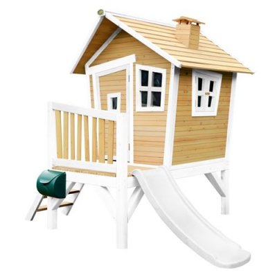 AXI  cabane enfant robin brun blanc avec toboggan blanc A030.045.91