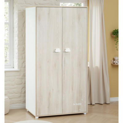 BABY PRICE BABYPRICE  Armoire Chambre B&eacute;b&eacute; Smile H&ecirc;tre Cendr&eacute;  2 Portes
