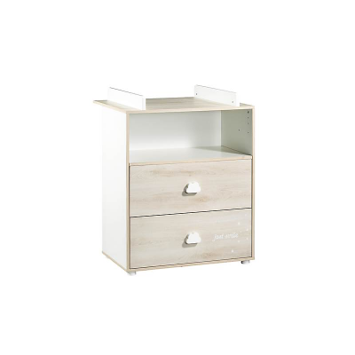 BABY PRICE BABYPRICE  Commode &agrave; Langer Smile H&ecirc;tre Cendr&eacute; 2 Tiroirs