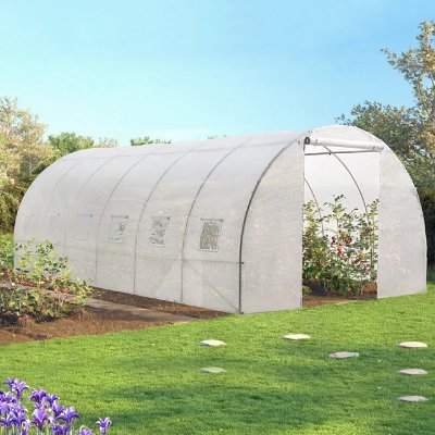 IDMARKET B&acirc;che de rechange 140gr/m&sup2; pour serre tunnel 18 m&sup2; transparente CRIM&Eacute;E