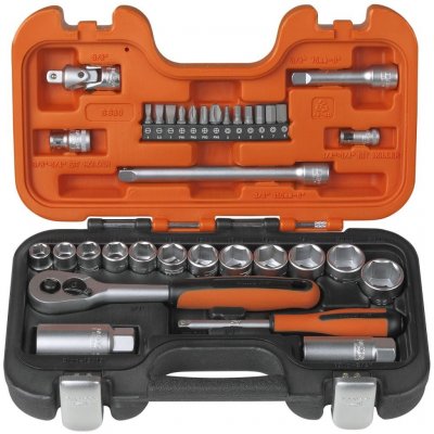 BAHCO  S330 - Jeu de douilles 6 pans 1/4''et 3/8''m&eacute;trique et cliquet