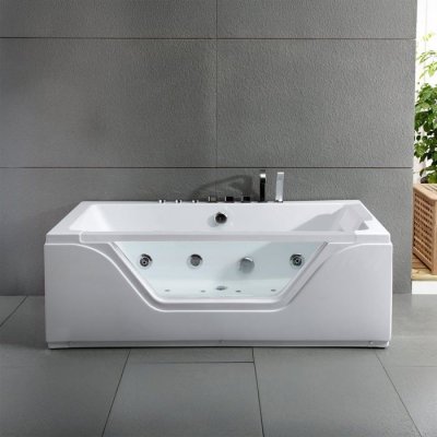 Baignoire baln&eacute;o droite TAHITI WHITE jets L170xl78xH60cm, By SPALINA