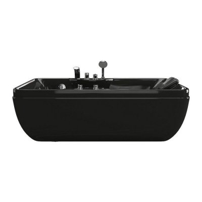 Baignoire baln&eacute;o noire - 1 place - 140L - 150 x 75 x 54,5 cm - Angle gauche - GAVINO