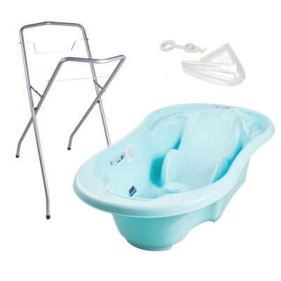 GENERIQUE Baignoire b&eacute;b&eacute; avec r&eacute;ducteur int&eacute;gr&eacute; bleu + pied + tuyau