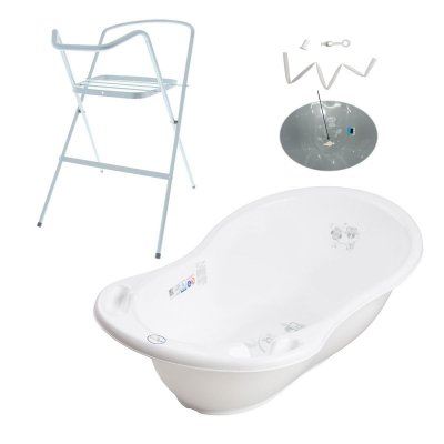 GENERIQUE Baignoire b&eacute;b&eacute; thermom&egrave;tre blanc owls 102 cm + pied + tuyau