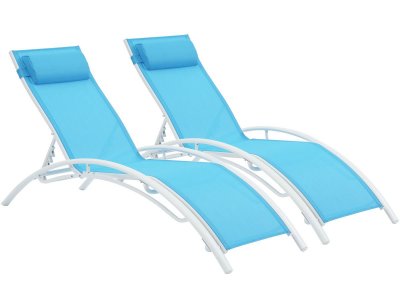 HABITAT ET JARDIN Bain De Soleil En Aluminium "Beauty" - Phoenix - Bleu - Lot De 2