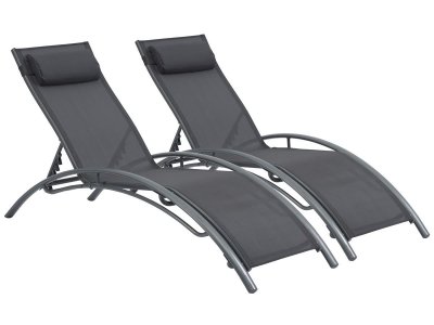 HABITAT ET JARDIN Bain de soleil en aluminium ""Beauty"" - Phoenix - Gris fonc&eacute; / Argent&eacute; - Lot de 2