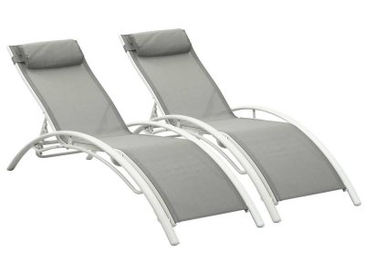 HABITAT ET JARDIN Bain de soleil en aluminium Beauty - Phoenix - Gris - Lot de 2 - Gris.