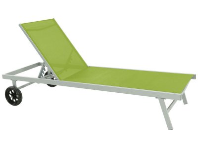 HABITAT ET JARDIN Bain de soleil en aluminium et textil&egrave;ne ""Bella"" avec roues - Vert