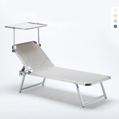 BEACH AND GARDEN DESIGN Bain de soleil en Aluminium pour lq plage avec parasol r&eacute;glable Nettuno, Couleur: Gris