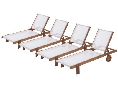 HABITAT ET JARDIN Bain de soleil en bois exotique ""Sa&iuml;gon"" - Maple - Ecru - Lot de 4