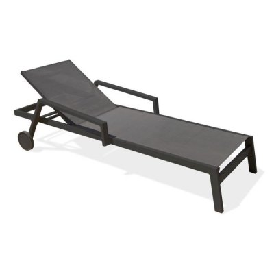 PARIS GARDEN Bain de soleil IBIZA en aluminium et toile plastifi&eacute;e Gris Anthracite