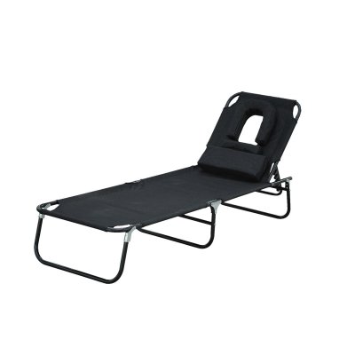 HOMCOM Bain de soleil inclinable pliable noir
