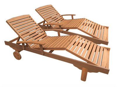 HABITAT ET JARDIN Bain de soleil pliant en bois exotique ""Singapour"" - Maple - Marron clair - Lot de 2