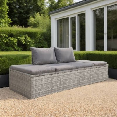 VIDAXL Bain de soleil r&eacute;glable polyester et r&eacute;sine tress&eacute;e gris nasher 43955
