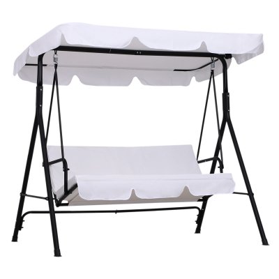 OUTSUNNY Balancelle de jardin 3 places blanche