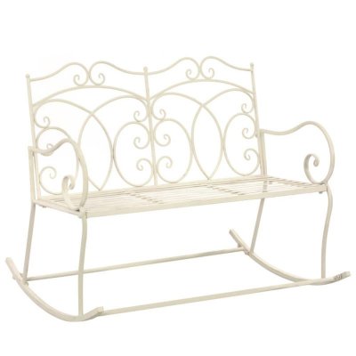 VIDAXL Banc de jardin 104 cm Fer Blanc antique  - White
