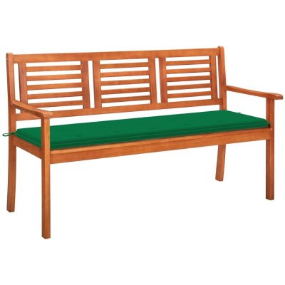 VIDAXL Banc de jardin 3 places avec coussin 150 cm Bois d'eucalyptus 