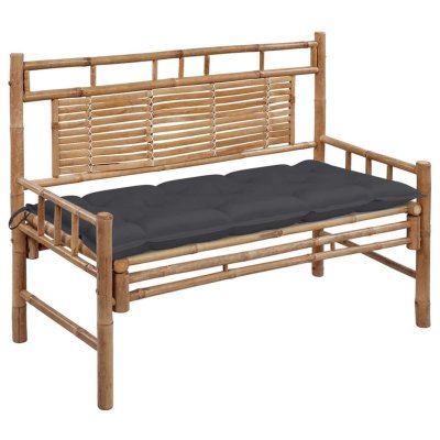 VIDAXL Banc de jardin avec coussin 120 cm Bambou  - Anthracite