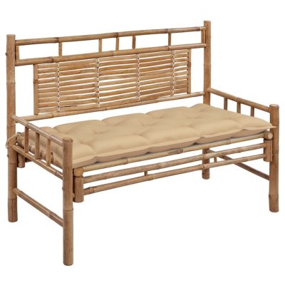 VIDAXL Banc de jardin avec coussin 120 cm Bambou  Beige