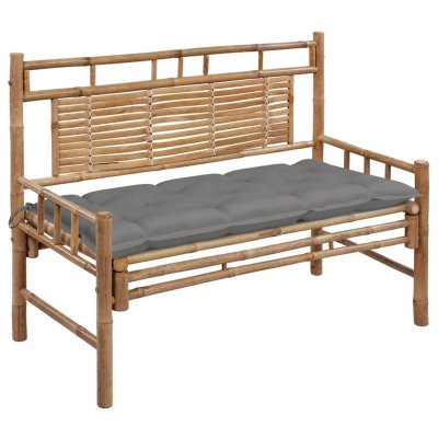 VIDAXL Banc de jardin avec coussin 120 cm Bambou  Gris