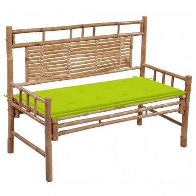 VIDAXL Banc de jardin avec coussin 120 cm Bambou  - Vert vif