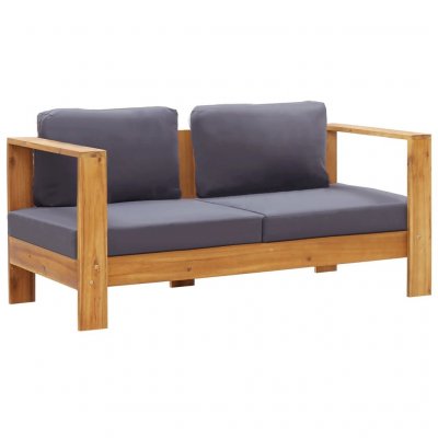 VIDAXL Banc de jardin avec coussins 140 cm Bois d'acacia solide Gris