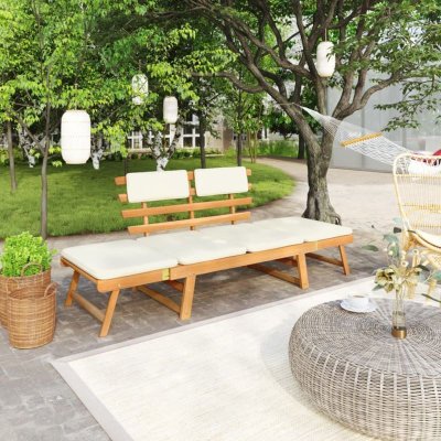 VIDAXL Banc de jardin avec coussins 2-en-1 190x66x75 cm Bois solide d'acacia