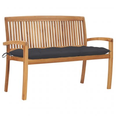 VIDAXL Banc De Jardin Empilable Et Coussin 128,5cm Bois De Teck Massif Wis