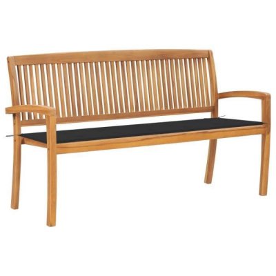 VIDAXL Banc de jardin empilable et coussin 159 cm Bois de teck massif3063306