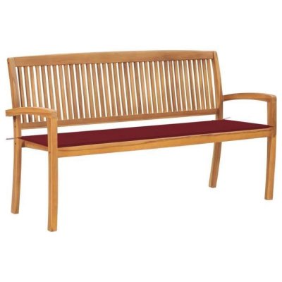 VIDAXL Banc de jardin empilable et coussin 159 cm Bois de teck massif3063315