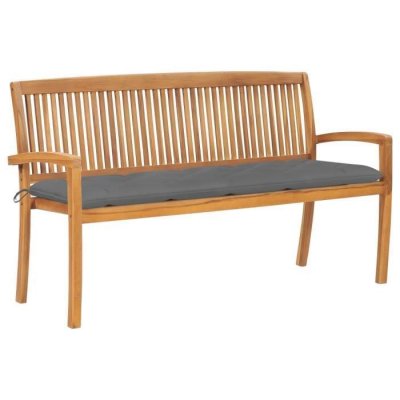 VIDAXL Banc de jardin empilable et coussin 159 cm Bois de teck massif3063322