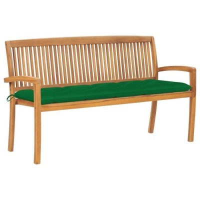 VIDAXL Banc de jardin empilable et coussin 159 cm Bois de teck massif3063326