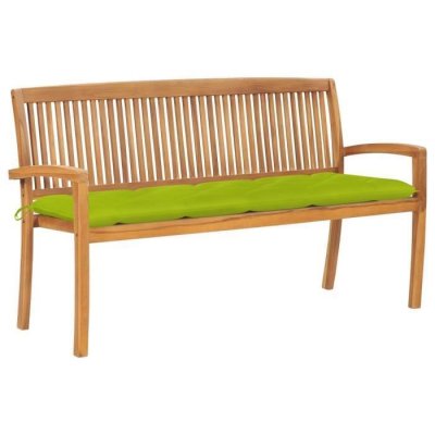 VIDAXL Banc de jardin empilable et coussin 159 cm Bois de teck massif3063332